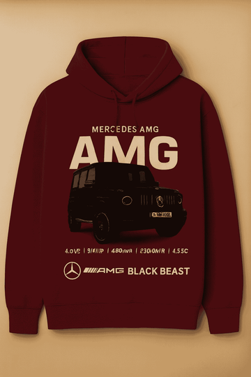 Unisex Maroon Hoodie – Mercedes‑AMG G‑Class Black Beast Graphic Pullover