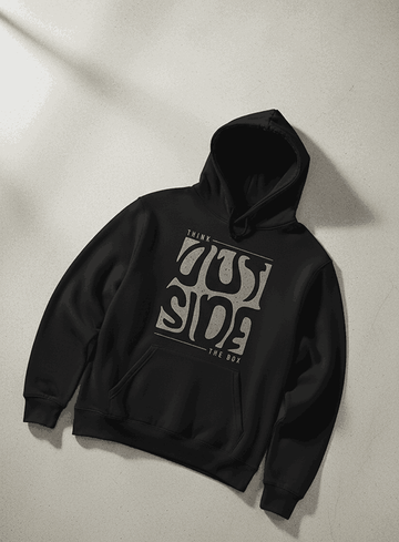 Think Outside The Box Graphic Statement Hoodie - Black