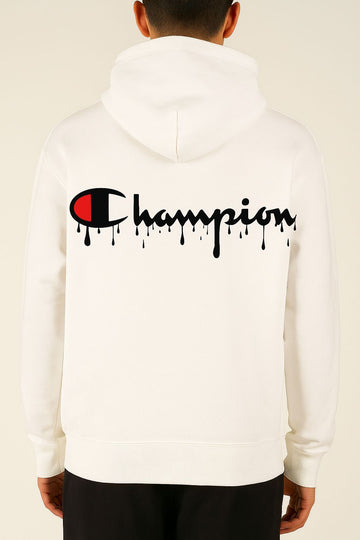White Minimal Drip Graphic Hoodie