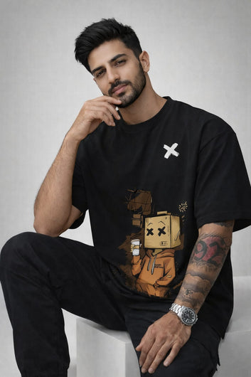 Men’s Drop Shoulder Oversized T Shirt, Relaxed Fit Streetwear Graphic Tee