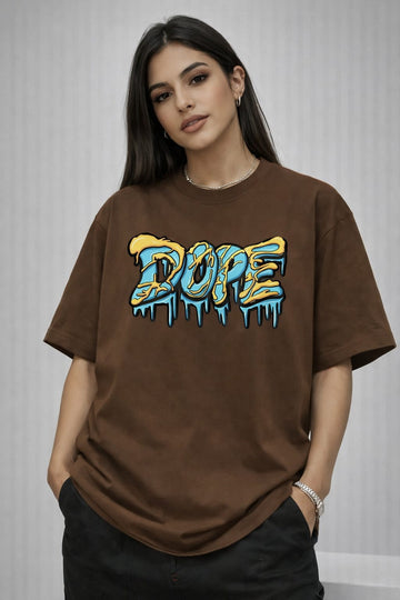 Women’s Drop Shoulder Oversized T Shirt, DOPE Graphic Relaxed Fit Streetwear Tee